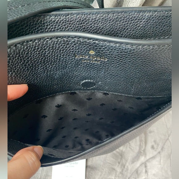 Kate Spade Black Pebbled Leather Crossbody Satchel Bag, Tassel Detail, Like New - Picture 12 of 13